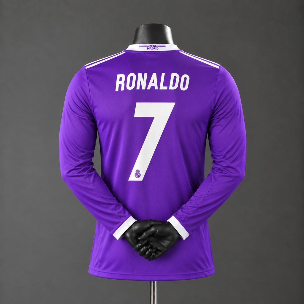 Maillot rétro extérieur Real Madrid 2016-2017 - Floqué Ronaldo - Manches longues